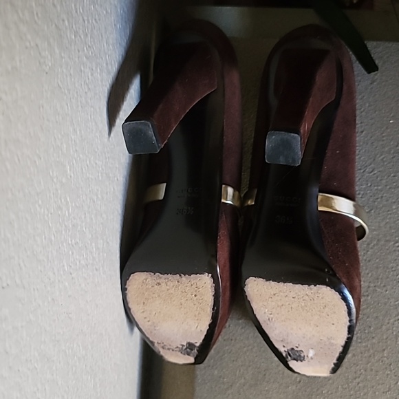 Vintage GUCCI Brown Suede Platform Slide Chunky Heels. 5.5M - Picture 10 of 10